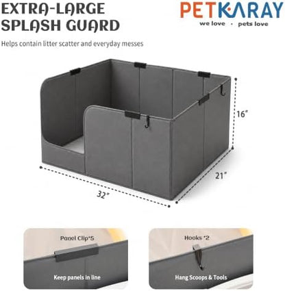 PETKARAY Extra Large Waterproof Cat Litter Box Enclosure Splash Guard - Image 2