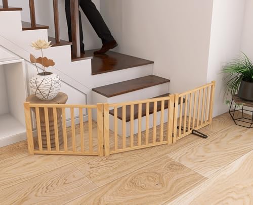 YOCAN Non-Painted Wooden Freestanding Dog Gates - Image 2