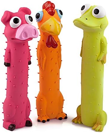CHIWAVA 3PCS 9" Squeaky Latex Dog Toy Standing Stick Animal by Chiwava