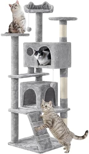 Yaheetech 62in Cat Tree Tower, Double Condo, Scratch Posts by Yaheetech