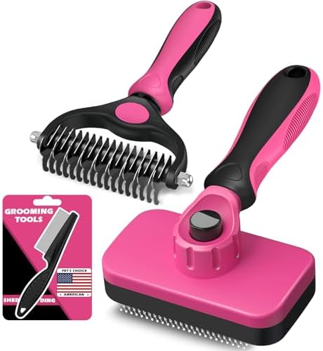 Professional 3PCS Self Cleaning Slicker Brush & Pet Grooming Rake & Flea Comb by Augwind