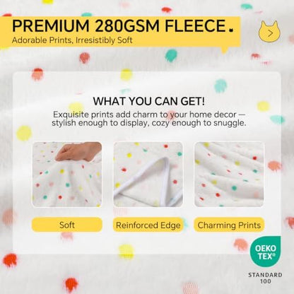 1 Pack 3 Blankets Super Soft Cute Dot Pattern Pet Blanket Flannel Throw - Image 3