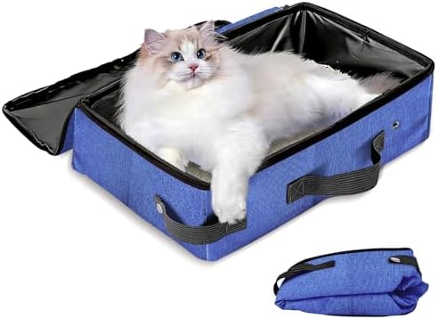 Foldable Cat Litter Box with Lid, Collapsible Travel Litter Box by JOLLJOLL