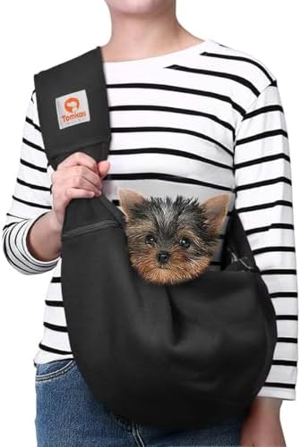 Tomkas Small Dog Cat Sling Carrier Puppy Purse Travel Wrap Soft Crossbody Pet by TomkasFORTHELOVEOFPALS