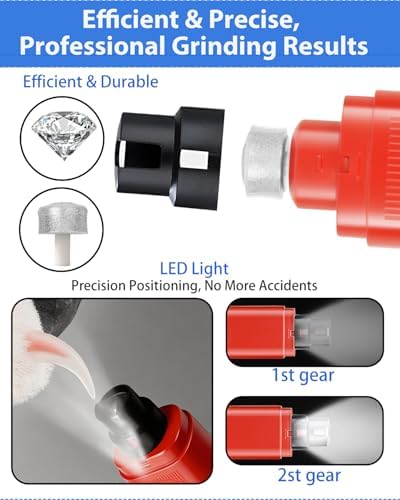 Dog Nail Grinder with New LCD Display, 25dB Quiet 2-Speed Dog Nail Trimmer - Image 5
