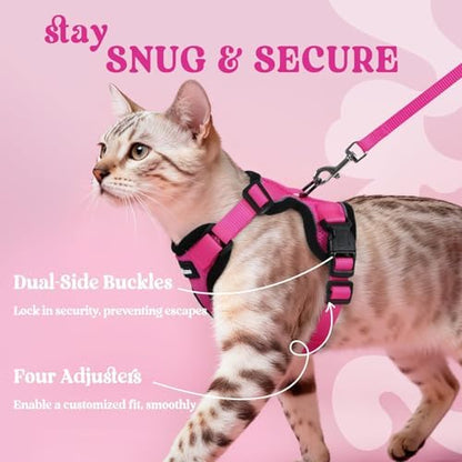 rabbitgoo Cat Harness and Leash Set, Escape Proof Vest, Rose Red - Image 6
