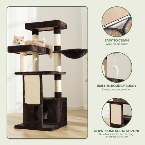 51 in Multi-Level Cat Tree Tower Space Saving Indoor Cat Playhouse - Image 5