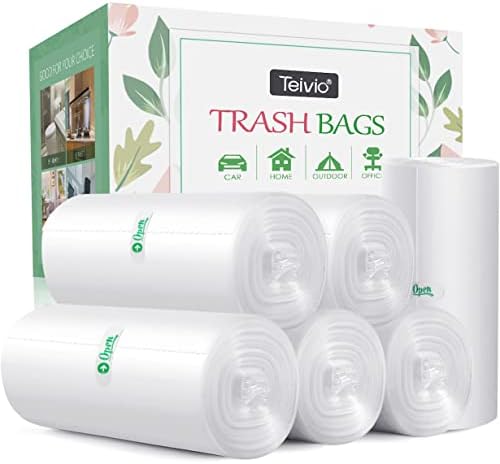 Teivio Clear Trash Bags 6 Gallon 220 Count Kitchen Garbage Bags Unscented by Teivio