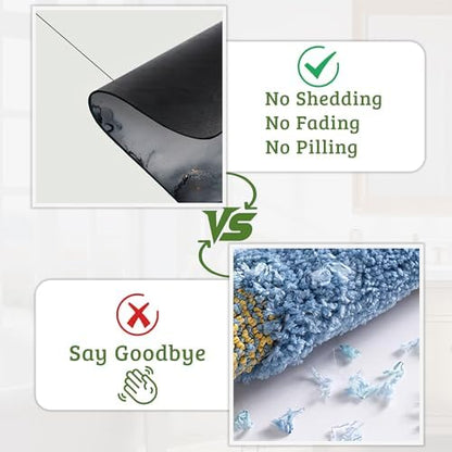 Grey Gold Marble Bathroom Rugs Thin Bath Mat Non Slip Washable, Rubber Backing - Image 5