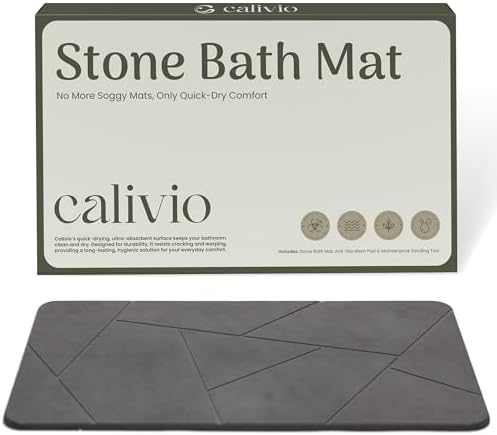 Quick Dry Shower Stone Bath Mat, Super Absorbent & Non-Slip 24 x 16 Inch - Image 3