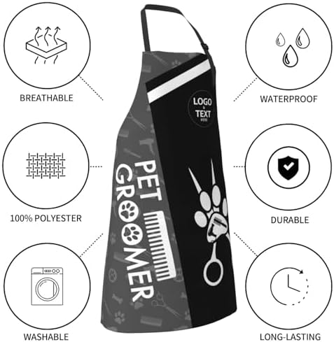 Custom Dog Grooming Apron, Personalized Logo Pet Groomer Apron Smocks - Image 3