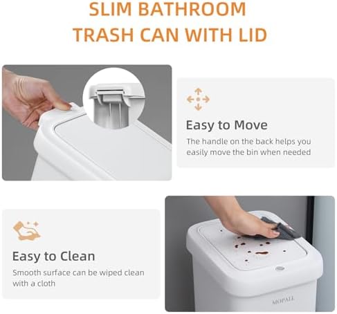MOPALL 1.9 Gallon Small Bathroom Trash Can - Image 5