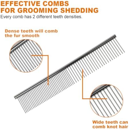Stainless Steel Pet Comb Set, 4 Pack Metal Grooming Combs - Image 3