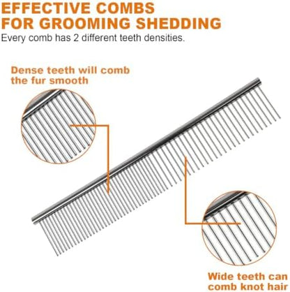 Stainless Steel Pet Comb Set, 4 Pack Metal Grooming Combs - Image 3