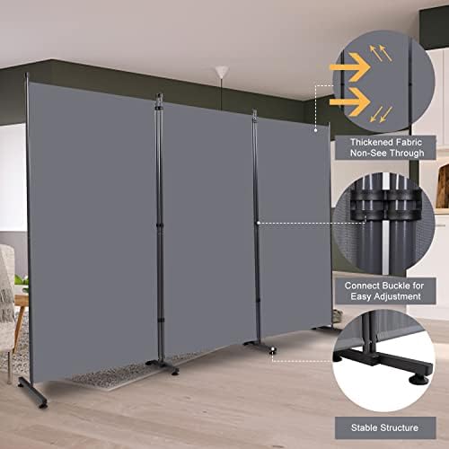 Room Divider 3 Panel Folding Privacy Screen, Round Pad Design Wall Divider - Image 3
