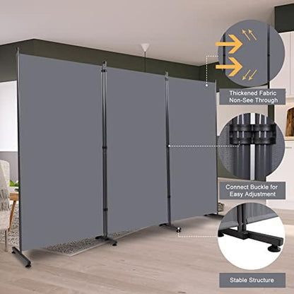Room Divider 3 Panel Folding Privacy Screen, Round Pad Design Wall Divider - Image 3