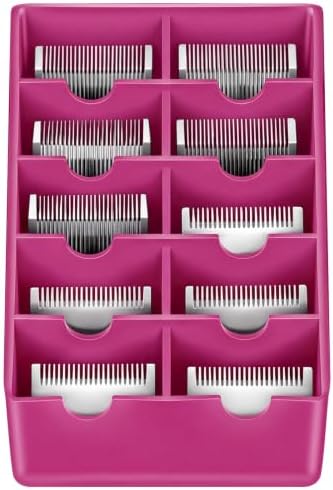 1 Pack Pink Clipper Blade Holder 10 Slot Clipper Razor Blade Rack Storage Tray by Yiyiring