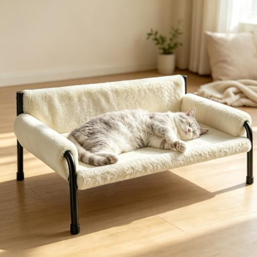 Pawaboo Elevated Cat Hammock Bed – Reclined Backrest & Sturdy Metal Frame by Pawaboo