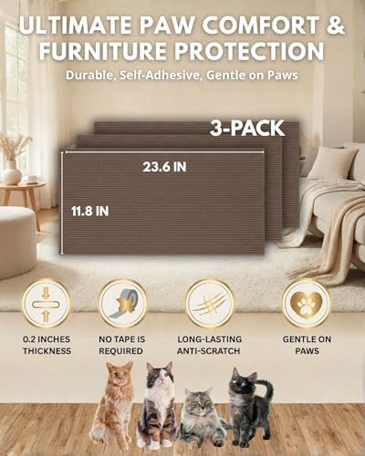 Corner & Wall Cat Scratch Mat, Self-Adhesive Trimmable Cat Scratcher, Wall - Image 6