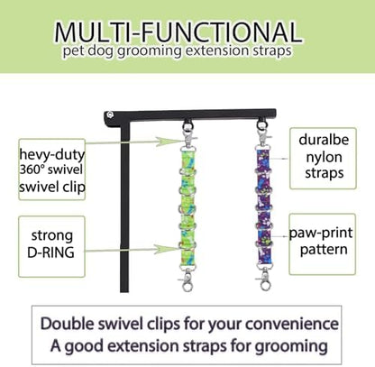 Dog Grooming Loops Table Supplies 2 Pack Cute Colorful Paw Pattern Restraint - Image 2