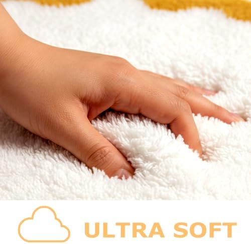 Cute Yellow Scalloped Bathroom Mat, Fun Plush Luxury Microfiber Bath Rug - Image 4
