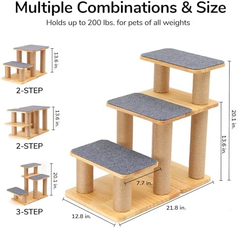 FUKUMARU Dog Stairs, Solid Wood Pet Stairs - Image 6
