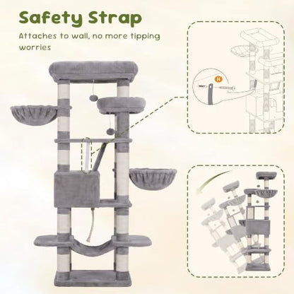 Heybly Cat Tree, 68 inch Multi-Level Cat Tower - Image 6