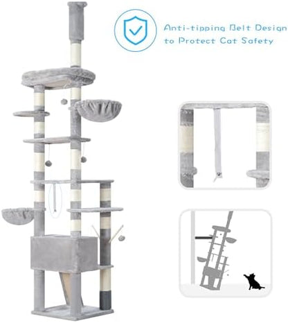 Hey-brother Cat Tree Tower, Adjustable Height, Floor to Ceiling - Image 7