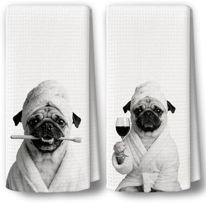 Dog Kitchen Towels Decor Set of 2 by BCUANGD