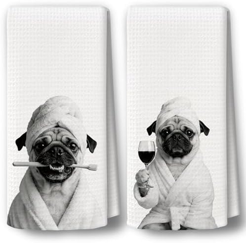Dog Kitchen Towels Decor Set of 2 by BCUANGD