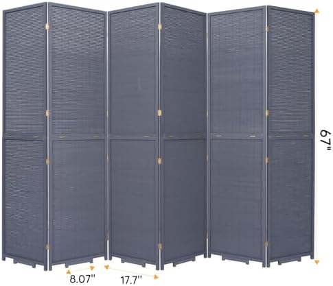 Bamboo Mesh Woven Room Divider 5.6FT, 6 Panel Folding Privacy Screen - Image 6