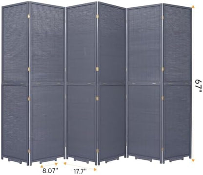 Bamboo Mesh Woven Room Divider 5.6FT, 6 Panel Folding Privacy Screen - Image 6