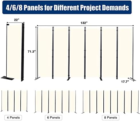 Room Divider 6 Panel-132''Wide, 6FT Room Dividers and Folding Privacy Screen - Image 6