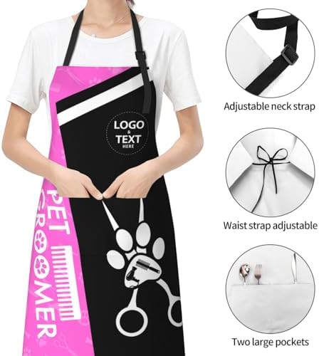 Custom Dog Grooming Apron, Personalized Logo Pet Groomer Apron Smocks - Image 2