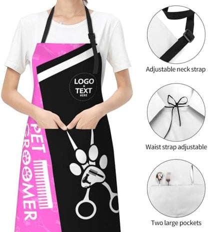 Custom Dog Grooming Apron, Personalized Logo Pet Groomer Apron Smocks - Image 2