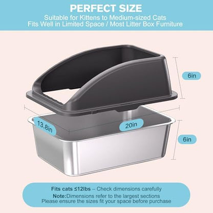 2PACK Stainless Steel Cat Litter Box, Large Litter Box - Image 3