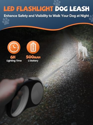 Retractable Dog Leash with LED Flashlight, Douexio Upgrade 3 in 1 Dog Leash - Image 3
