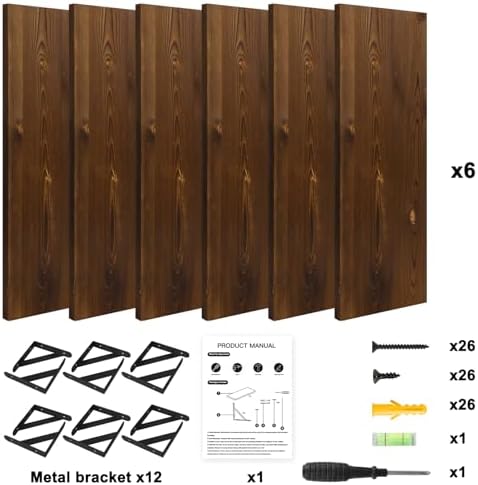 YGEOMER 16.5 Inch Floating Wall Shelves, Dark Carbonized Pine - Image 7