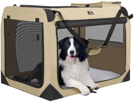 X-ZONE PET Dog Crate 3-Door Kennel, Collapsible Portable Soft Sided Pet Carriers by X-ZONEPET