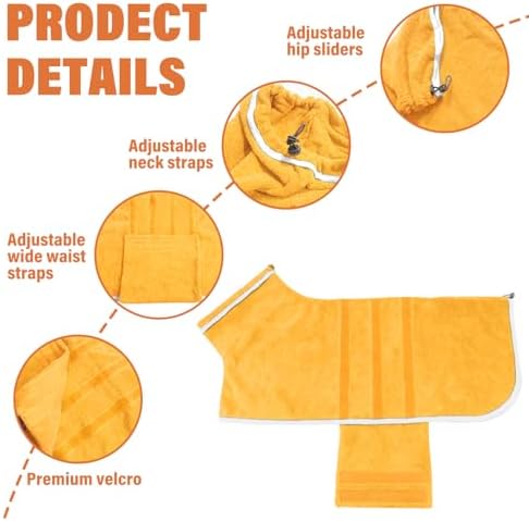 Dog Robe - Fast Drying Towel - Microfiber Super Absorbent Pet Bathrobe - Image 2