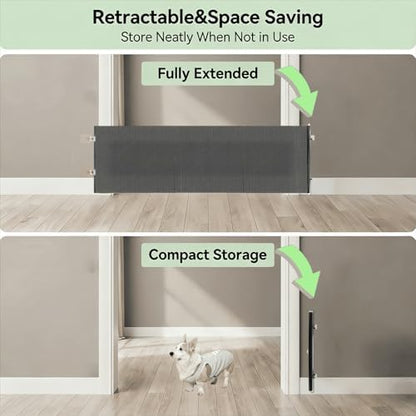 15 Inch Retractable Step‑Over Dog Gate, Adhesive Mount Pet Barrier - Image 4