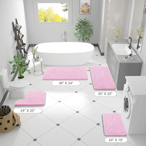 OLANLY Bathroom Runner Rugs 47x17, Extra Soft Absorbent Chenille Bath Rugs - Image 2