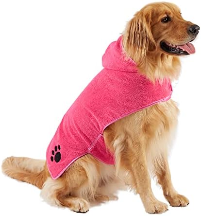 Bone Dry Pet Robe Collection, Embroidered Absorbent Microfiber Bath Robe by BoneDry