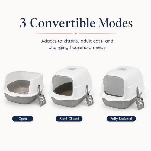 Convertible Cat Litter Box 3 Modes, Hooded Anti-Splash Enclosed - Image 5