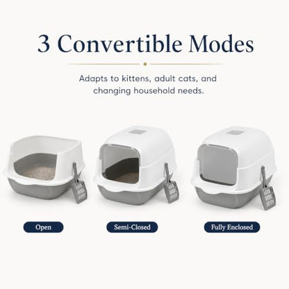 Convertible Cat Litter Box 3 Modes, Hooded Anti-Splash Enclosed - Image 5