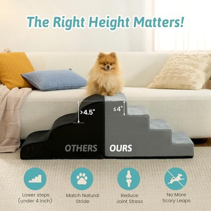 COZY KISS Dog Stairs for Small Dogs, 4 Step Pet Stairs for Beds & Couches - Image 2