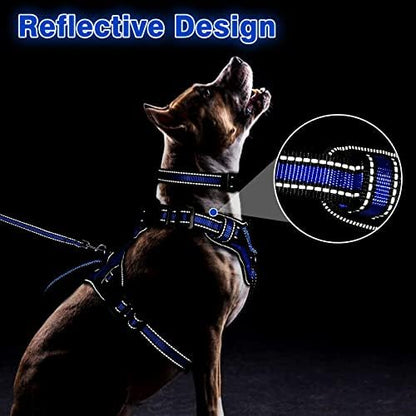 WINSEE Pet Harness Collar and Leash Set, All-in-one Reflective Dog Harness No - Image 5