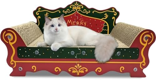 Luxury Cardboard Cat Scratcher Sofa Bed, Couch Shaped Scratching Board by INRLKIT