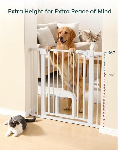 Babelio 36" Tall Pet Gate with Cat Door, CatPrivilege III - Image 2