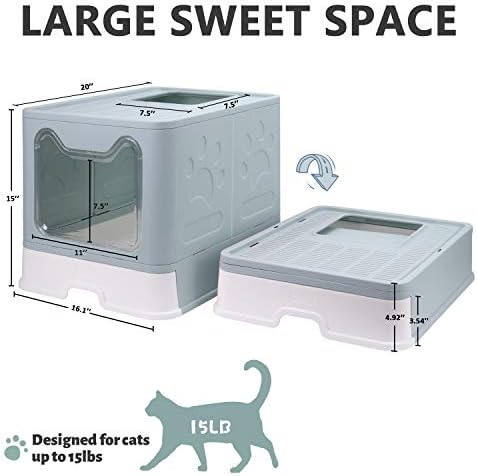 Foldable Cat Litter Box with Lid, Enclosed Potty, Large Top Entry - Image 2